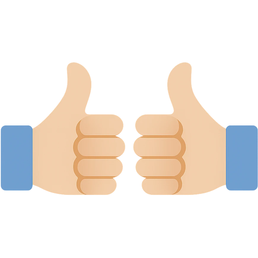 two hands giving a thumbs up, color filled, bold and clear emoji