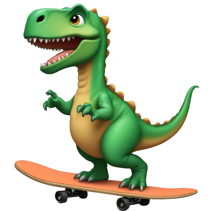 dinosaur riding a skake board with a middle finger up emoji