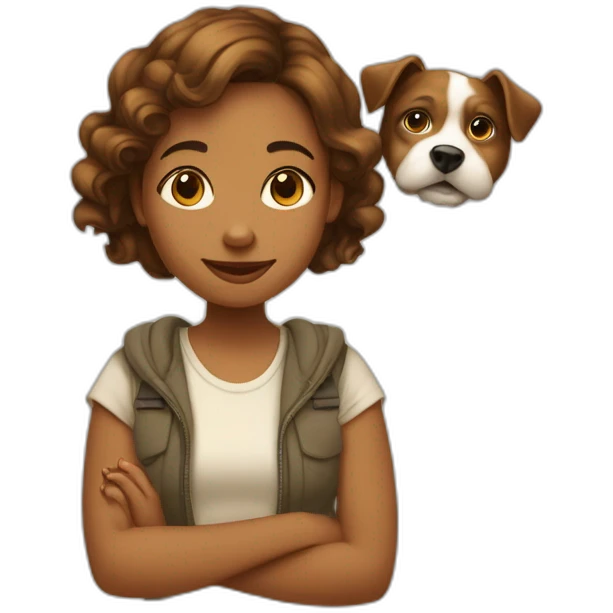 Fille métisse avec un chien  emoji