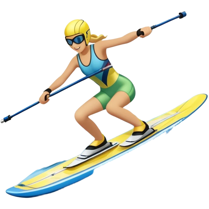 An icon featuring a close-up collage of water skis, splashing water across the surface. The design highlights the motion of the skis cutting through the water. Transparent background emphasizes the thrill of water skiing. emoji