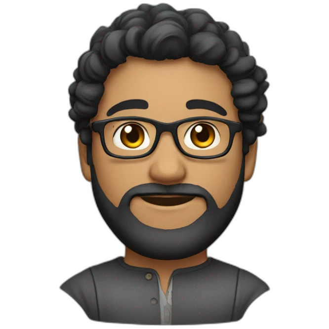 Light-skinned Indian male with beard, curly black hair, with glasses, sharp features emoji