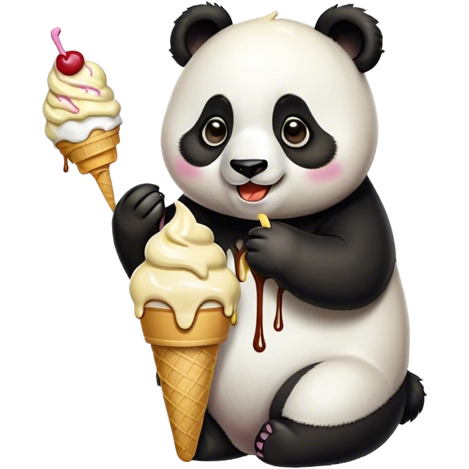 Panda eating ice cream emoji