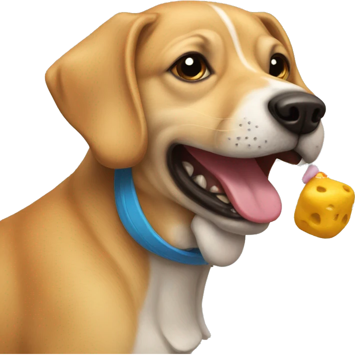 Dog eating a toy emoji