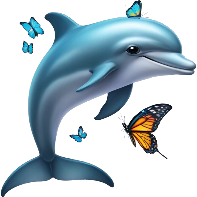 Dolphin & butterfly  emoji