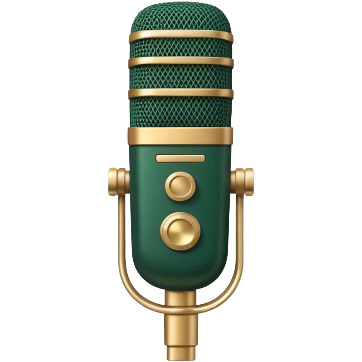 dark green radio microphone with beige inserts, only these two colors, modern design emoji
