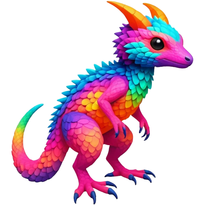 lush warm-colored modern colorful neon-colored Fakémon-Trico-creature (full body) emoji