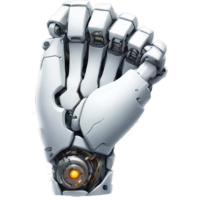 White mechanical cyborg arm and bicep emoji