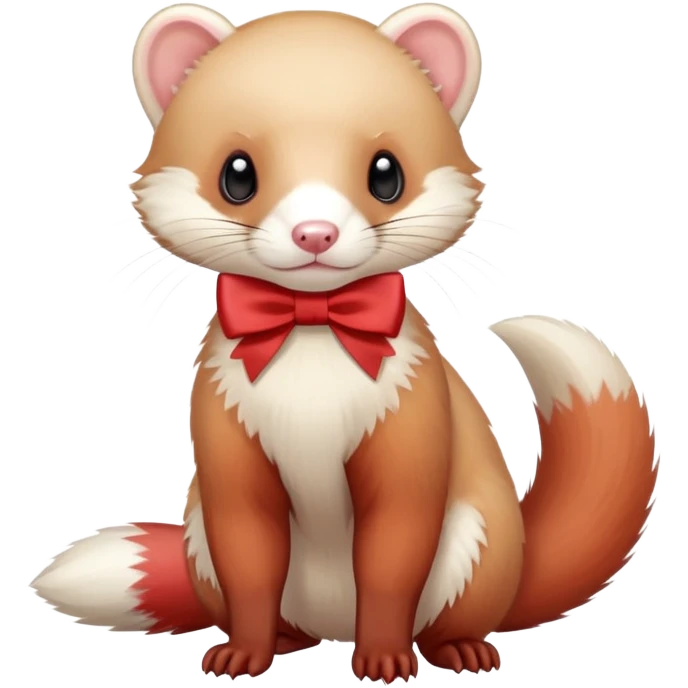 light red full body ferret with White ribbon bow emoji