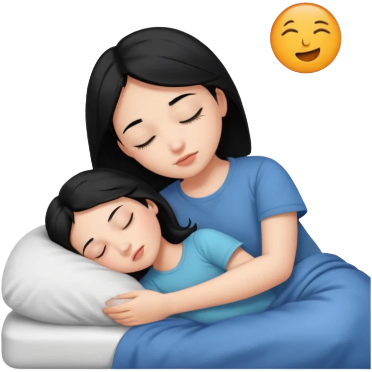 girl with black hair in short sleeves sleeping emoji