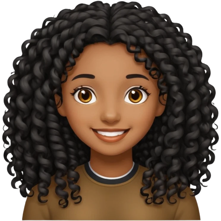 black girl with long black curly hair  emoji