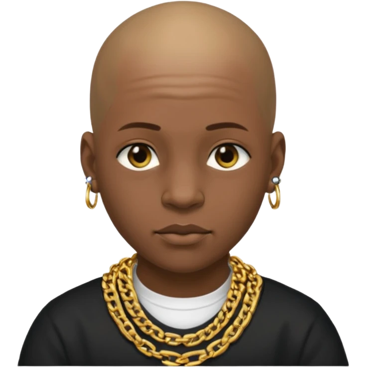 Young African rapper, bald with chain, without ear piercings/ jewelry  emoji