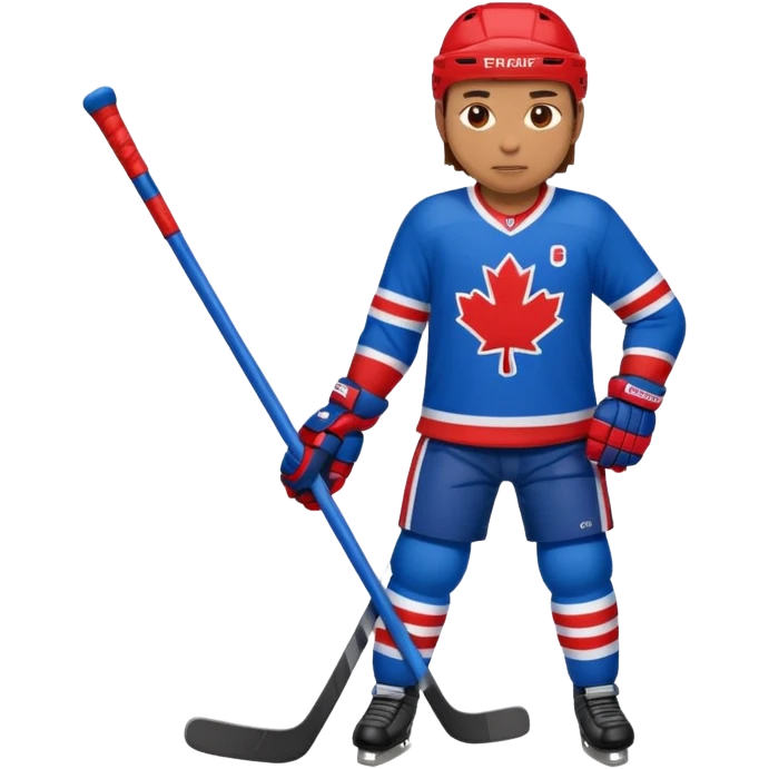 Hockey player in blue and red full body emoji