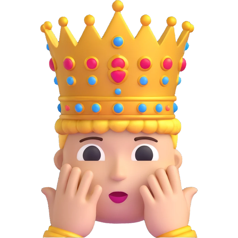 shushing face emoji with a crown emoji