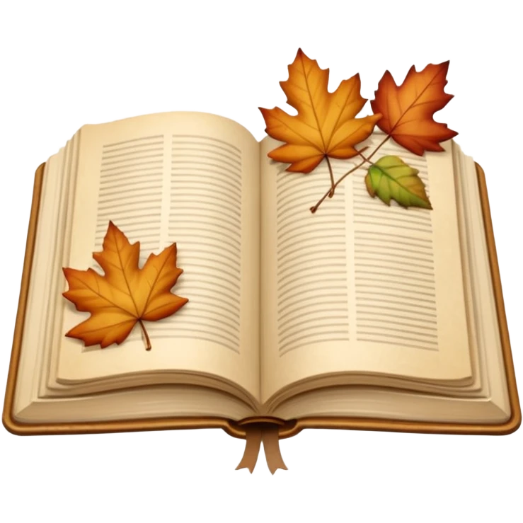 beige autumn open book with leaves on it emoji