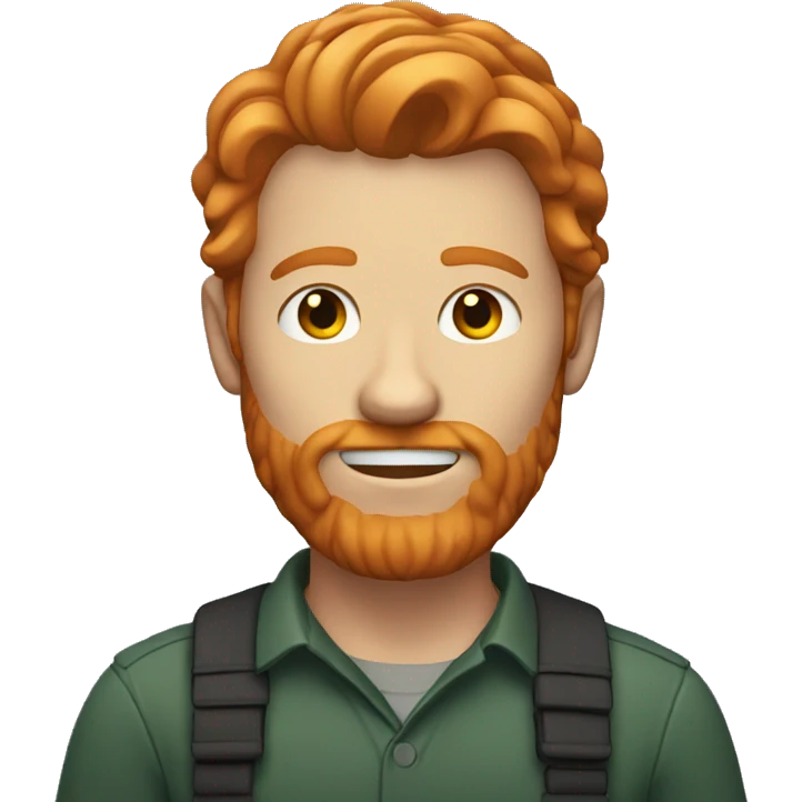 Ginger man with shoulder length hair and facial hair emoji