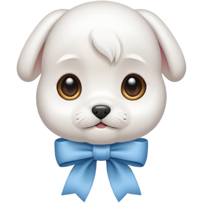 white baby maltese ribbon short ear face emoji