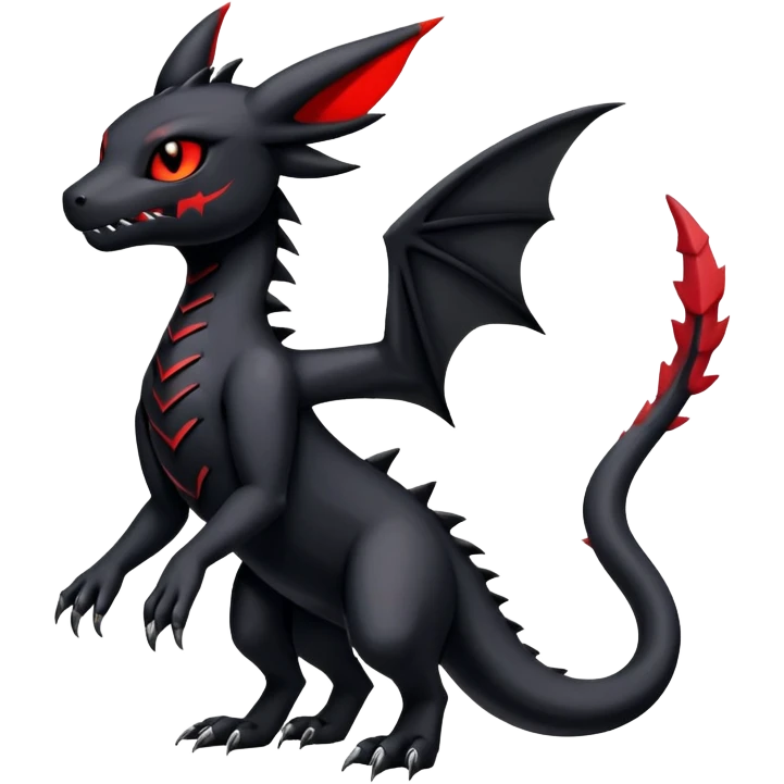 Gothic Edgy Badass Gloomy Cute Dark Guilmon-Salandit-Umbreon-Fakémon-hybrid-creature (full body)  emoji