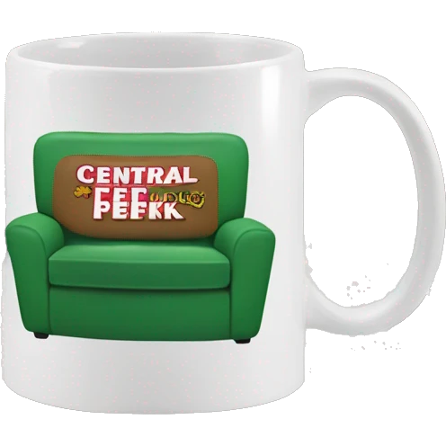 Mug with ‘central perk’ writing emoji