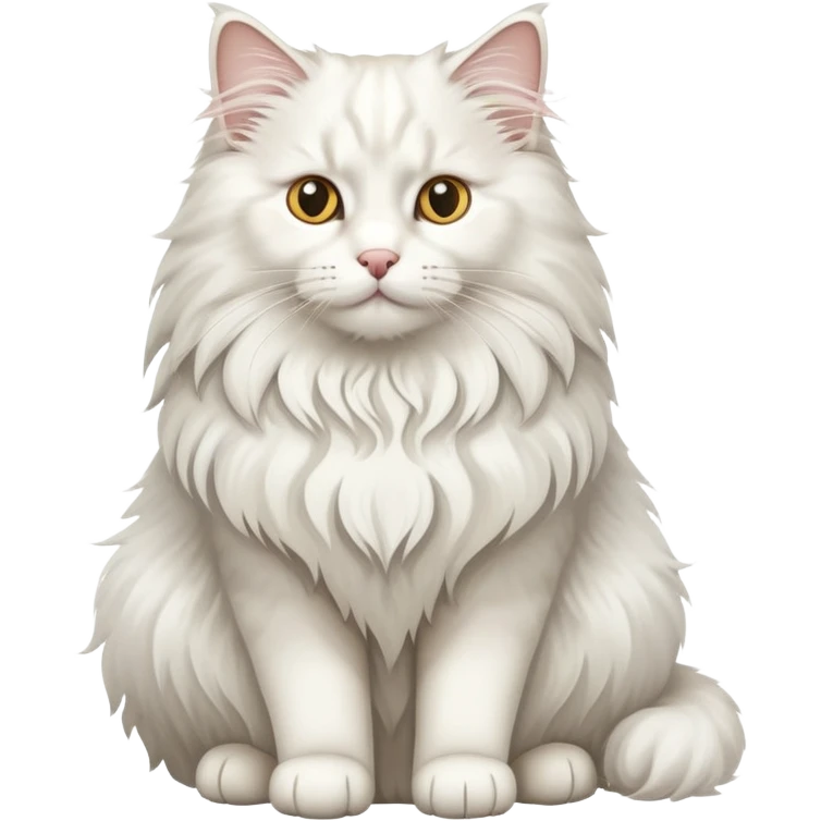 Majestic white norwegian forest cat sitting regally emoji