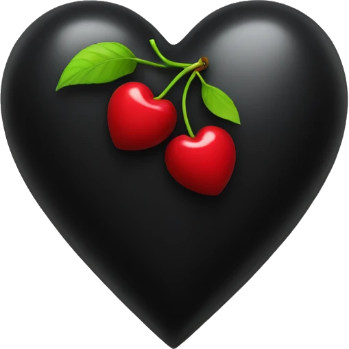 Black heart with a cherry in the middle of it emoji