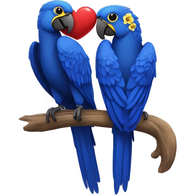 Hyacinth Macaw pair Full Body love with heart emoji