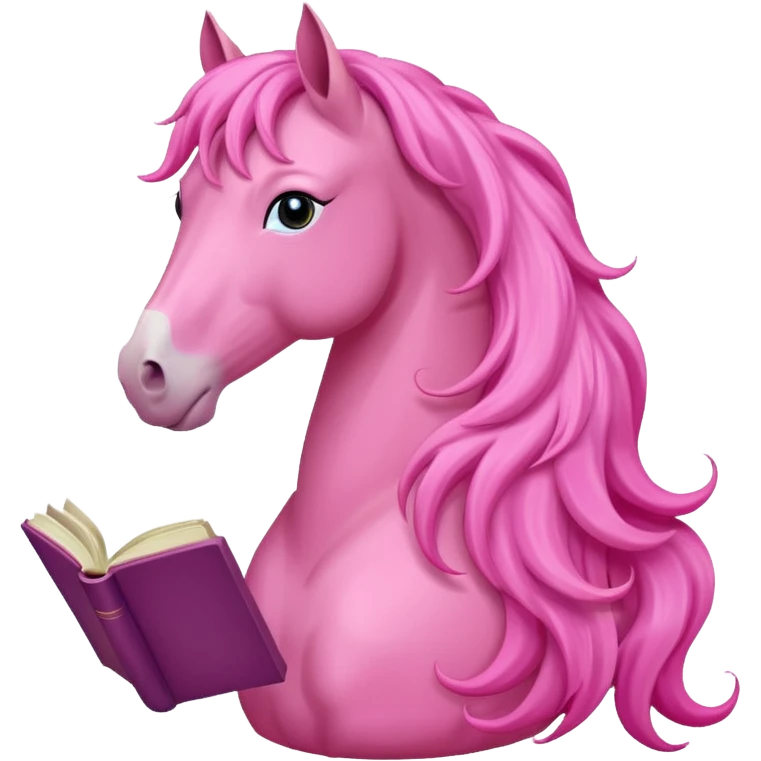 pinkn horse with book emoji