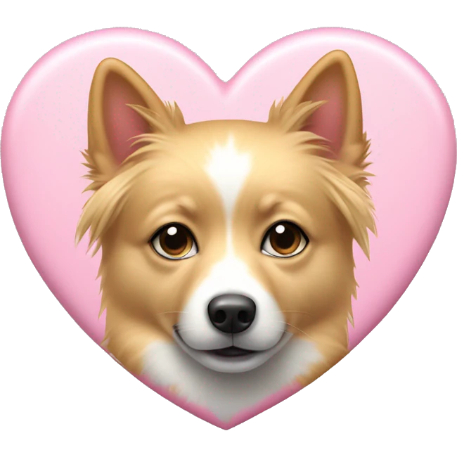 White and blonde spots spitz in a pink heart emoji