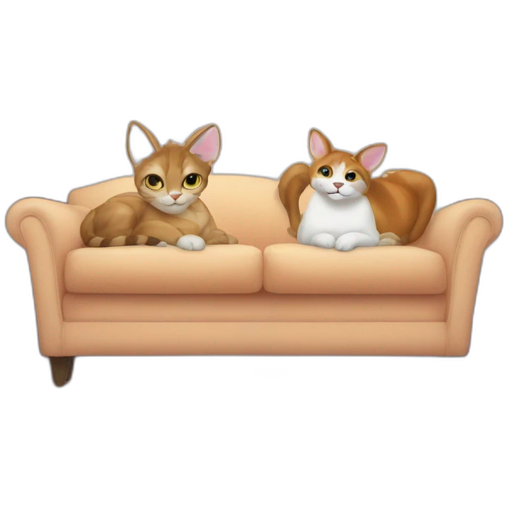 A cat and a deer under the sofa emoji