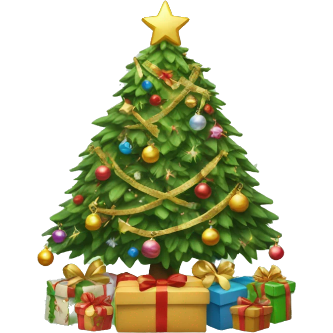 christmas tree with lots of decor emoji