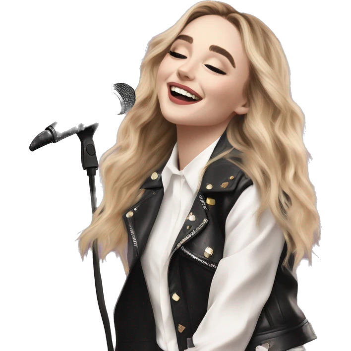 “Sabrina Carpenter in a stylish outfit, singing on stage with a confident pose and bright stage lighting.” emoji