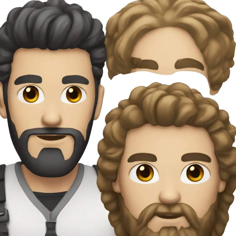 a white man with a black beard and a fashionable dark brown hairstyle is intrigued emoji