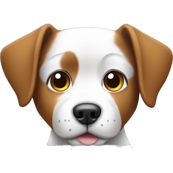 White and brown dog emoji hiding behind an open laptop emoji