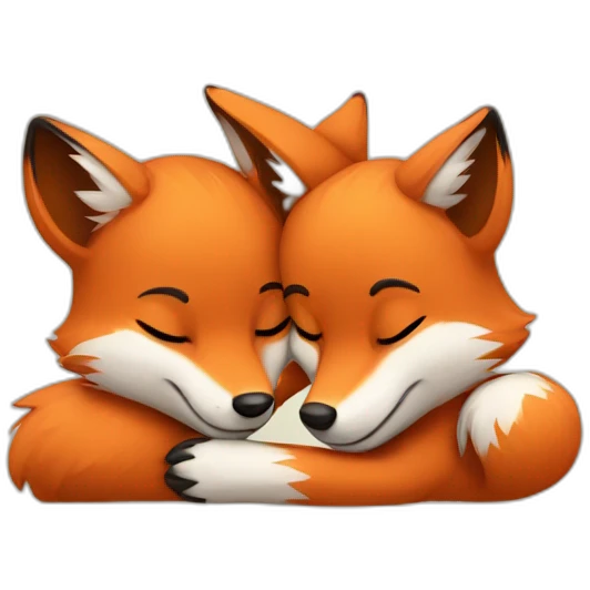 Foxes hugging emoji