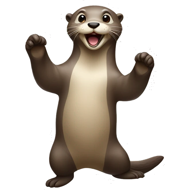 Happy otter standing up with both paws in the air emoji