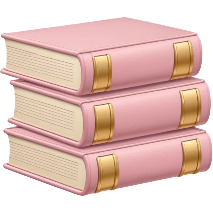 Pastel pink stack of books with leather covers and gold embossed details emoji