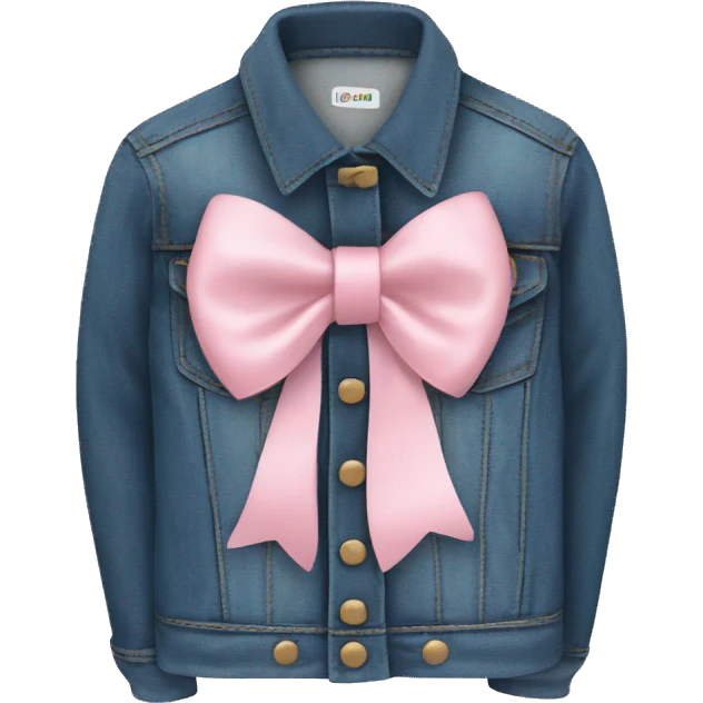 Denim jacket with soft pink bow emoji
