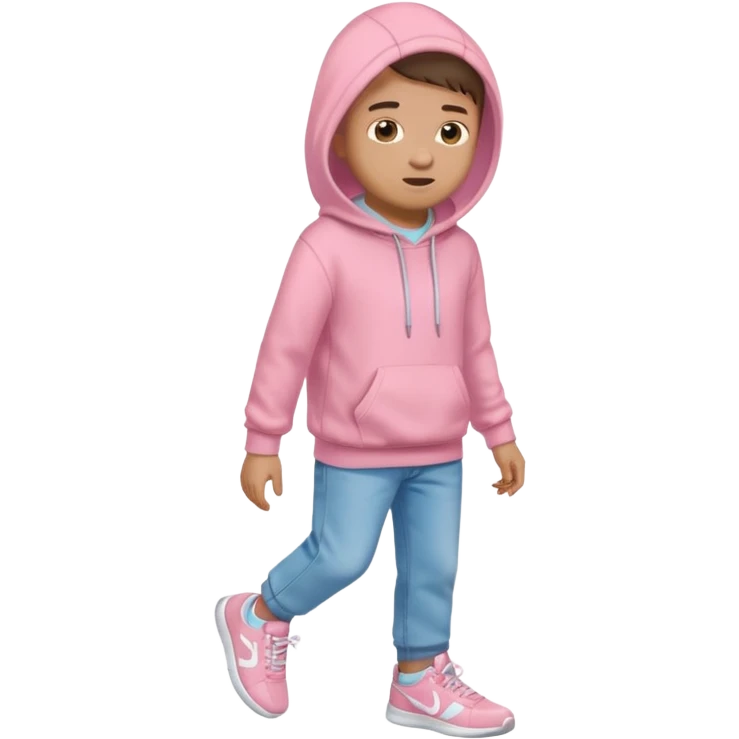 Kid Boy in pink hoodie and sneakers emoji