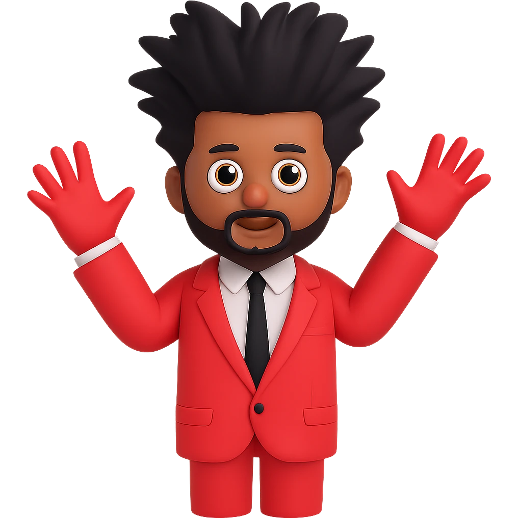 Add The Weeknd's After Hours album hairstyle, characterized by a tall, wild, and sculpted look, keeping the rest of the emoji the same. Remove the background. Maintain the original emoji style and details. emoji