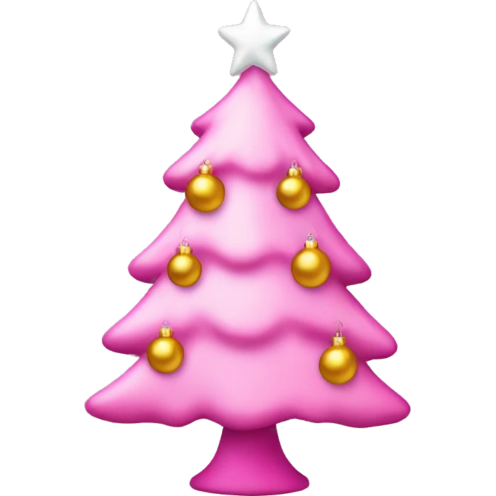 Pink Christmas tree with ornaments emoji