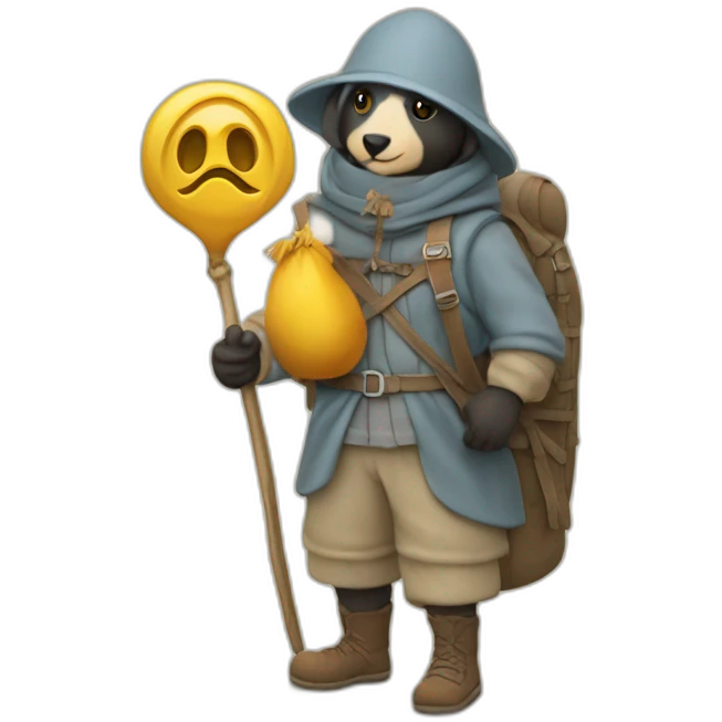 Peregrino con mochila camino de Santiago emoji