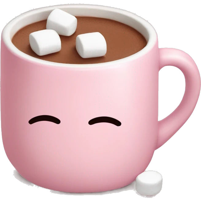 Light Pink mug of hot chocolate with marshmallows  emoji
