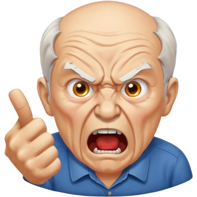 an old man angrily yelling at the FormAssembly logo, expressive emoji