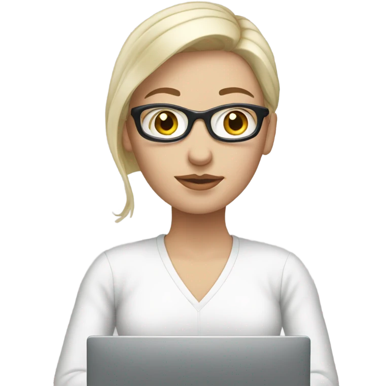 white skinned woman looking at her computer emoji
