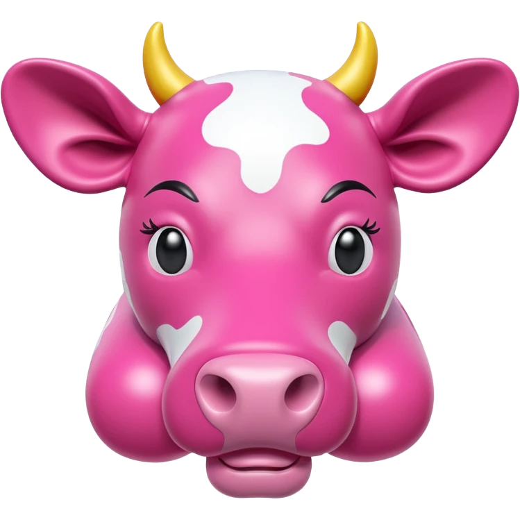   jeff koons style inflatable pink girl cow sculpture  emoji