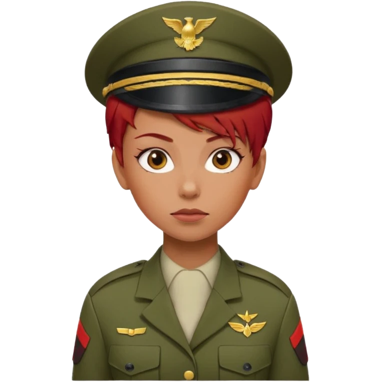 female soldier red hair style emoji