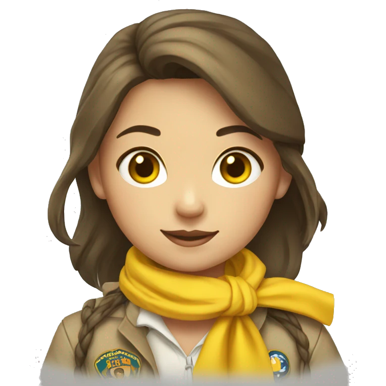 Scout girl with a YELLOW knotted scarf and a white scout shirt emoji