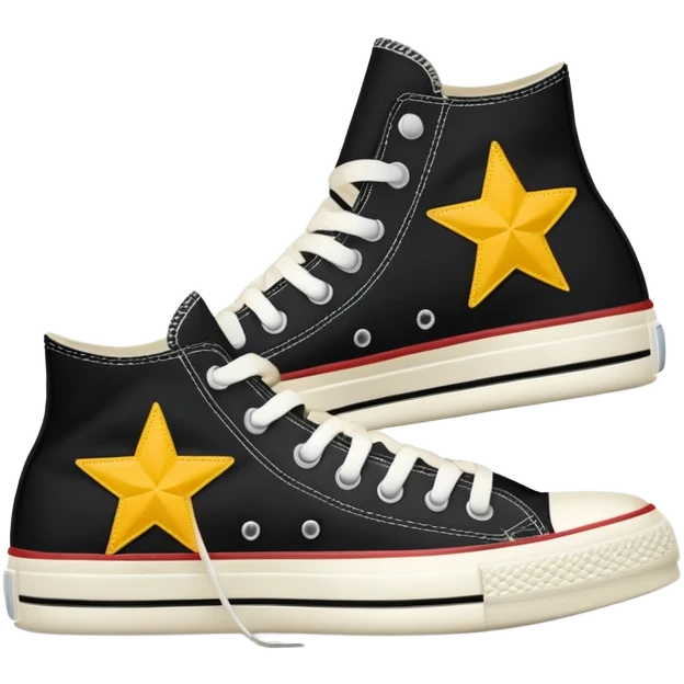 Zapatos converse de lado izquierdo negros con estampa de estrella emoji