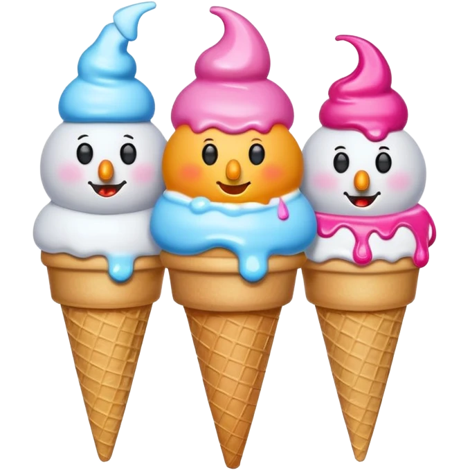 snowmen with ice cream emoji