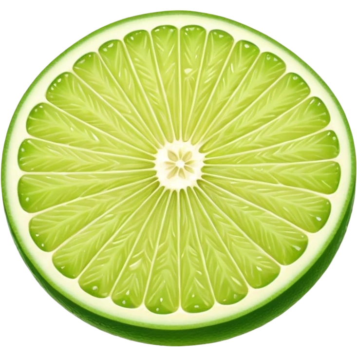 glossy green lime whole slightly oval dimpled skin small wedge cross-section next revealing juicy pale green interior radial segments no extras soft lighting emoji scale emoji