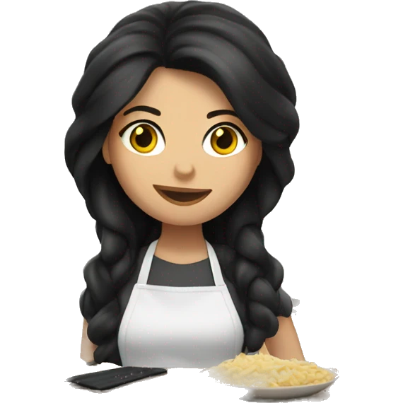 White woman with long black hair cooking  emoji